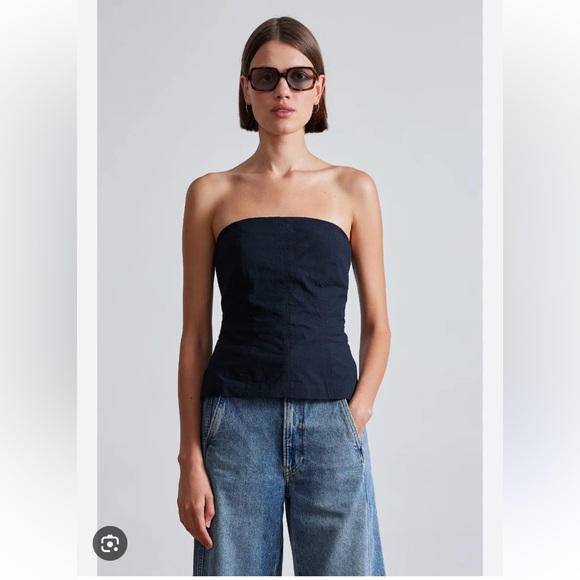 NWT Apiece Apart Todo Strapless Organic Cotton-Poplin Top - Picture 3 of 10